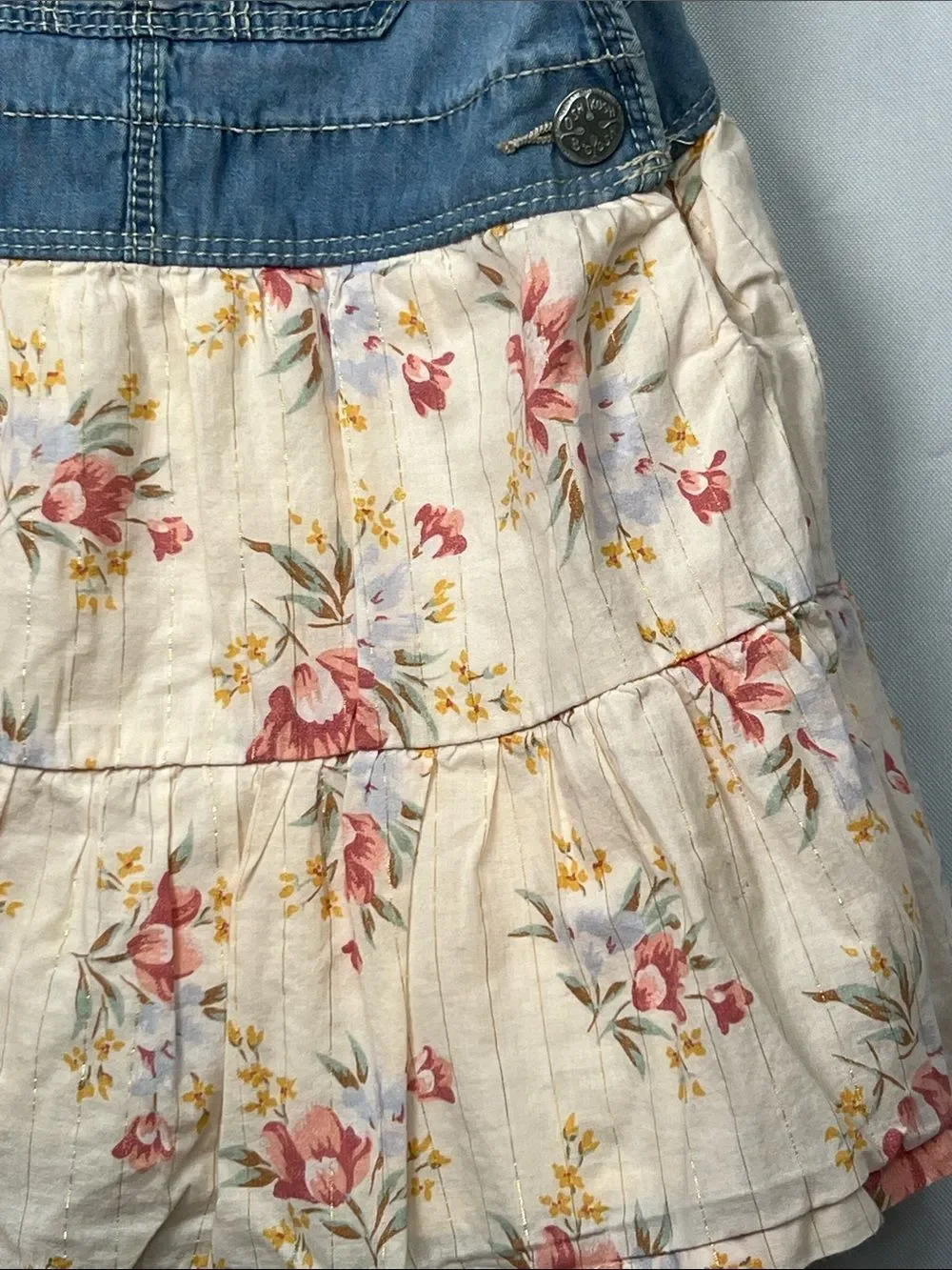 OshKosh B’Gosh denim overall dress with floral skirt size 3T